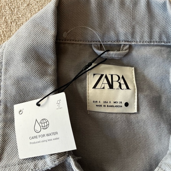 NWT ZARA Gray Cropped Oversized Denim Vest S - Picture 8 of 13
